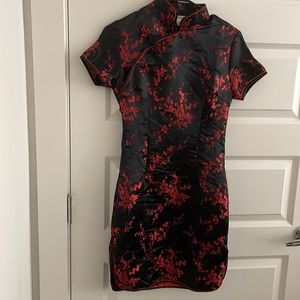NWT Shanghai Soho qipao/cheongsam Asian style black and red mini dress